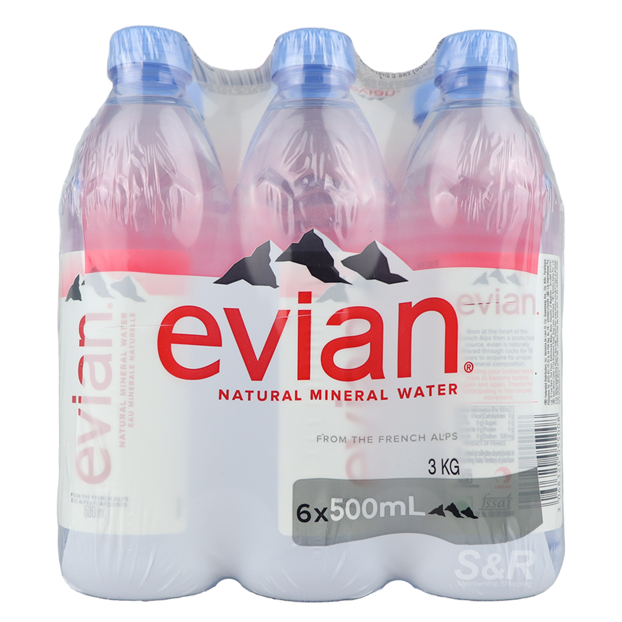 Evian Natural Mineral Water 6x500mL Evian Natural Mineral Water 6x500mL